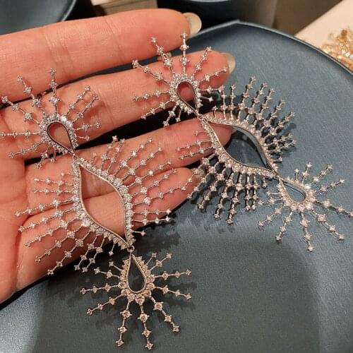 Bilincolor exaggerated retro hollow fishbone fireworks drop earrings , earrings for women party or gift