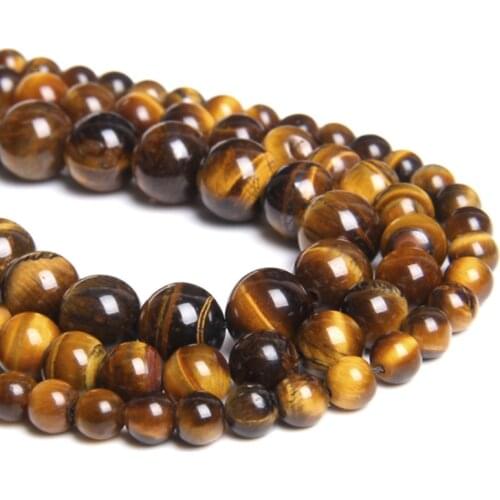 Natural Brown Gold yellow Tiger Eye stone beads loose 4 6 8 10 12 MM Gem jaspers Stone Spacer Beads For Jewelry Making bracelet