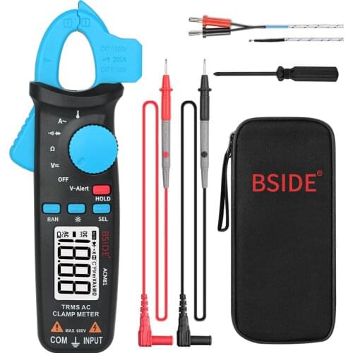 BSIDE ACM81 Digital Clamp Meter Auto-Rang TRMS 1mA Accuracy 200A Current DC AC Multimeter Vol Ohm Diode Temperature NCV Tester