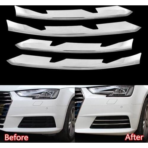 YAQUICKA Stainless Steel Car Front Fog Light Lamp Decoration Strips Trim Cover Styling For Audi A4L 2017 4Pcs/set Accessories