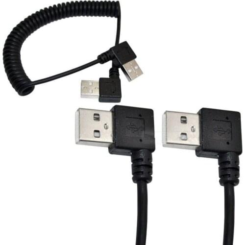 Double left bending 90 degree angle spring cable slingshot extension cable USB male to male cable Mobile hard drive cable 1.5m