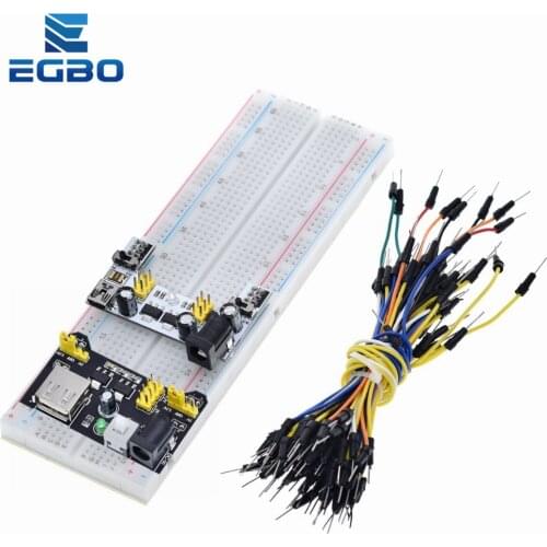 EGBO MB102 Breadboard Power Module+MB-102 830 Points Solderless Prototype Bread Board kit +65 Flexible Jumper Wires