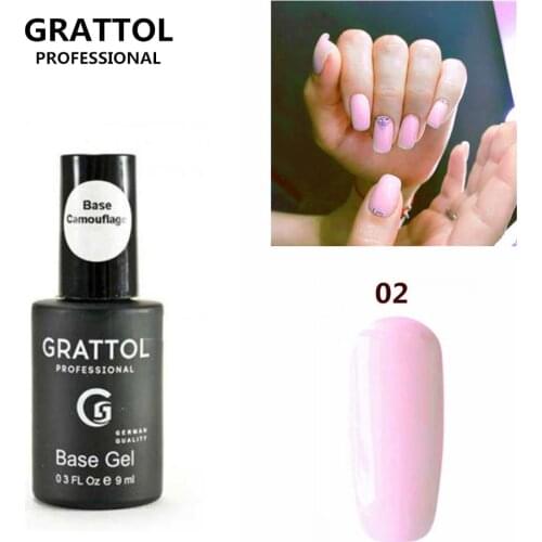 GRATTOL Professional 9ml Camouflage 02 color Base Coat Series Nude UV Color Gel Nail Polish Nude Color Base Gel Lacquer