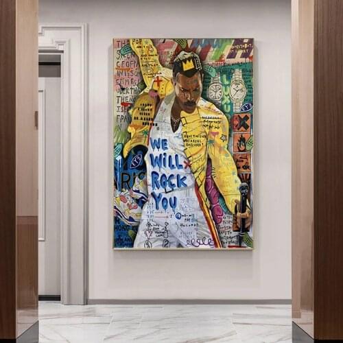 Graffiti Wall Art Picture Home Decoration Freddie Mercury Bohemian Rhapsody Art Poster Singer Canvas Painting Living Room Decor