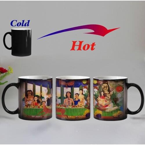 Famous artist last supper coffee mugs Heat Temperature Sensitive changing color Magic mug tea cups free shipping