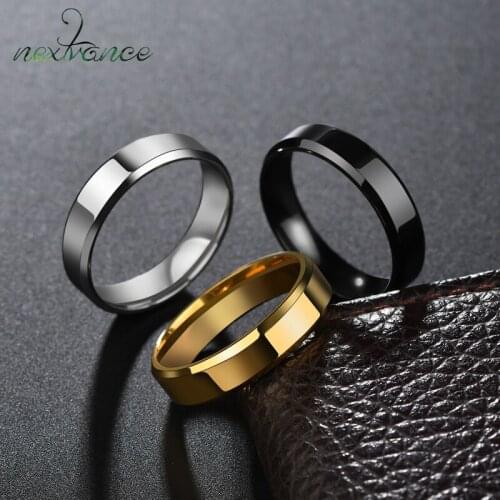 Nextvance 6mm High Polished Gold Ring Stainless Steel Simple Wedding Band Rings For Female Male Engagement Couple Jewelry