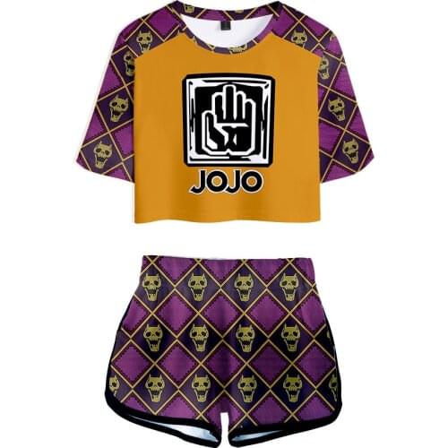 Jojo Bizarre Adventure 3D Print Ladies Tracksuit Women Two Piece Set Crop Top and Shorts GUIDO MISTA Kujo Jotaro Cosplay Costume