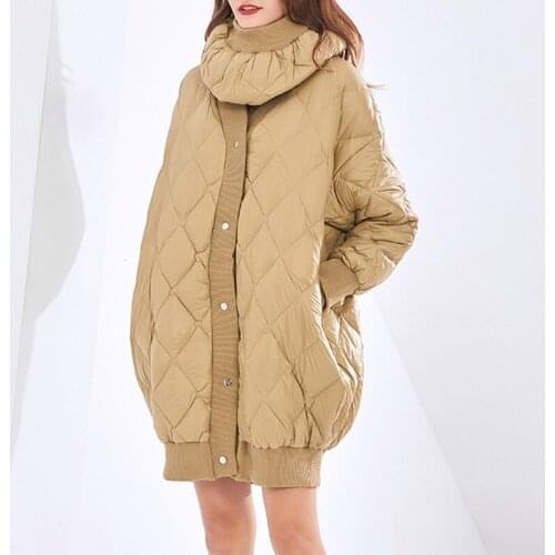 Korean style all-match jacket winter new fashion temperament scarf loose warm mid-length ladies down jacket