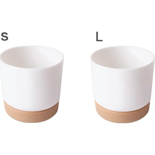 Small White Ceramic Planter Mini Flower Containers Indoor with Drainage Hole for Succulents or Cactus -Large/Small