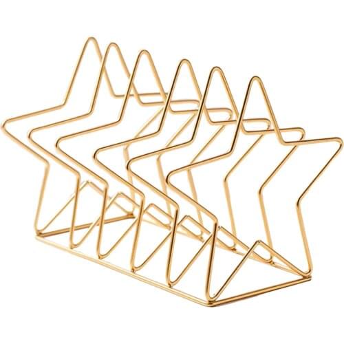 Metal Craft Five-Pointed Star Shape Desktop File Rack File Sorter Organizer for Magazines Newspapers Documents Mails Storing