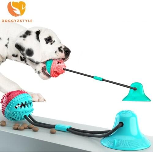 Multifunction Pet Molar Bite Toy Interactive Fun Pet Leakage Food Toys With Suction Cup Pets Ball Toy Pet Cat Dog Toys Rubber
