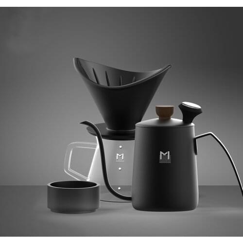 2021 Pour Over Coffee Maker Set Kettle with Thermometer Black Coffee Fliter Clear Glass Coffee Dripper Pot