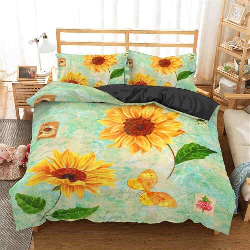 New Sunflowers Bedding Collection King Queen By Collection Bedding Microfiber Room Home Textile Pillowcase Bedspread