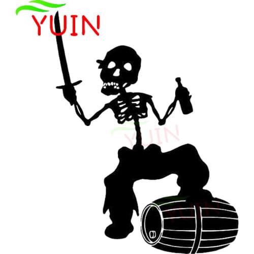Personalized Pirate Skeleton Car Sticker Fashion Trunk Decoration PVC Waterproof Sunscreen Decal Black/White/Red/Laser/Silver