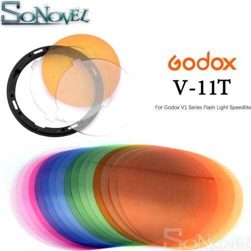 Godox AK-R16 Magnetic Mount Diffuser Plate with V-11T V11T Color Effect Gel Set for Godox V1 Series Flash Light Speedlite