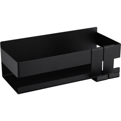 Stainless Steel Bathroom Storage Shelf Black Shower Shelf Punch-Free Kitchen Bathroom Toilet Wall Hanging Shampoo Storage Rack