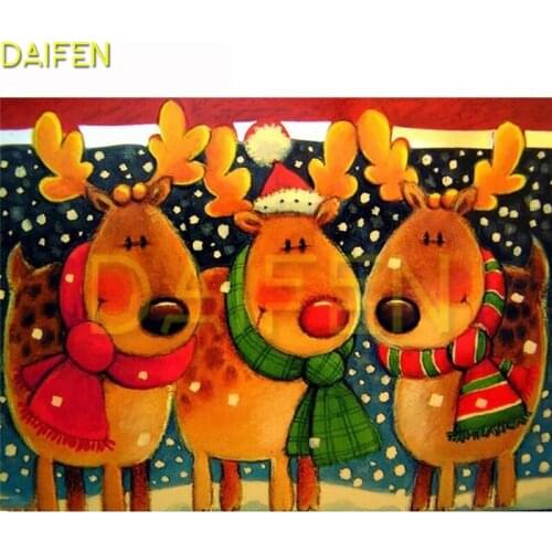 Full Square Diamond painting Cartoon reindeer 5D DIY Diamond embroidery Cross stitch moose Full Round Diamond mosaic Hat Scarf