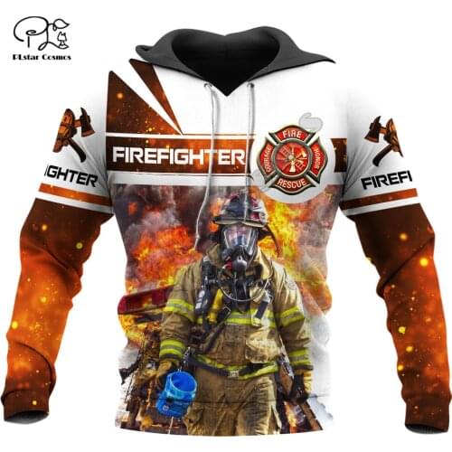 PLstar Cosmos Amazing Cool Firefighter Fireman 3D Print Hoodies Sweatshirts Zip Hooded For Men And Women Casual Streetwear Q41