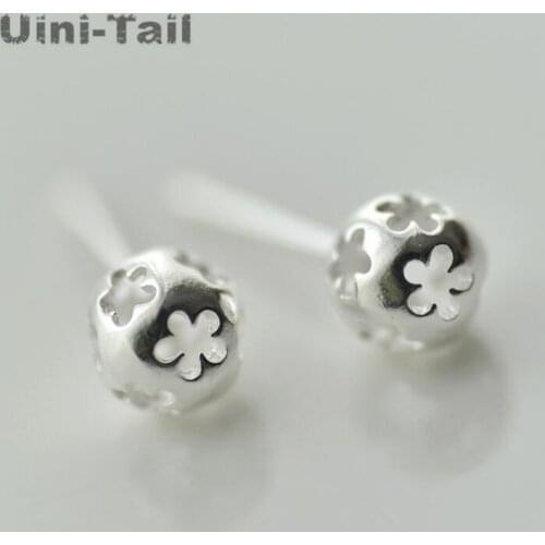 Uini-Tail hot new 925 sterling silver earrings ethnic style features plum blossom hollow ball earrings women new wholesale