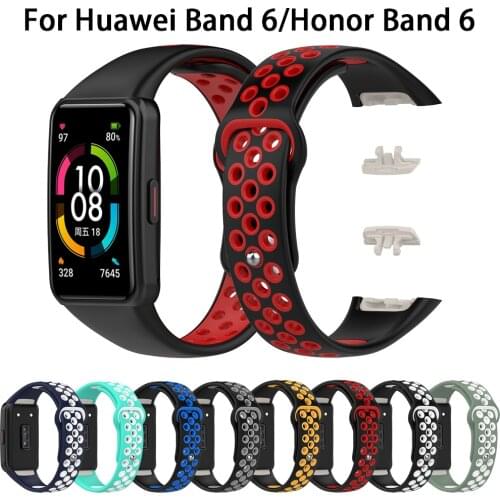 Colorful Soft Silicone Replacement Sport Watch Band Wrist Strap Adjustable Watchbands for Huawei band 6 honor band 6 Watch