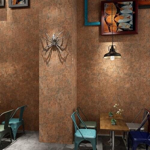 Vintage Solid Color Wallpaper Cement Home Decor Retro Rust Yellow Grey Wallpaper Waterproof Rolling Paper Contact