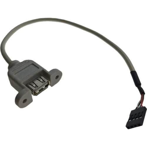 30cm Internal Motherboard USB 2.0 4pin 4p Single Row Female To A Female Panel Mout Data Power Cable Gray Color