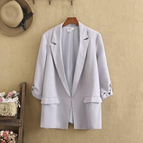 Plus Size Suits For Women Loose-Cut Large Size Lapels Long Sleeves Chiffon Thin Jacket Large Size For Fatwomen In Spring fall