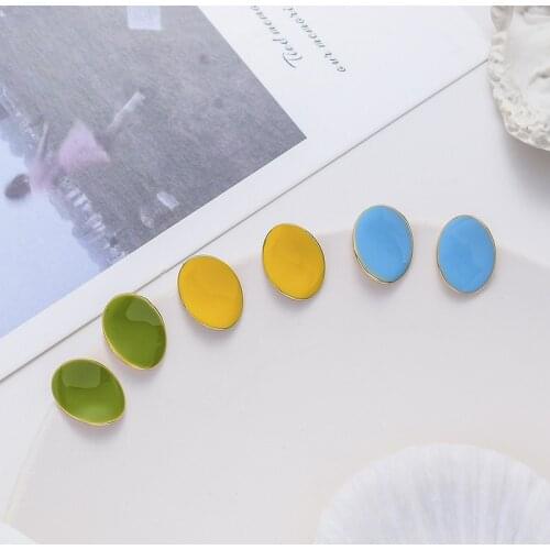 2020 Summer New Candy Color Geometric Small Stud Earrings for Women Colorful Round Statement Earrings Wedding Beach Jewelry