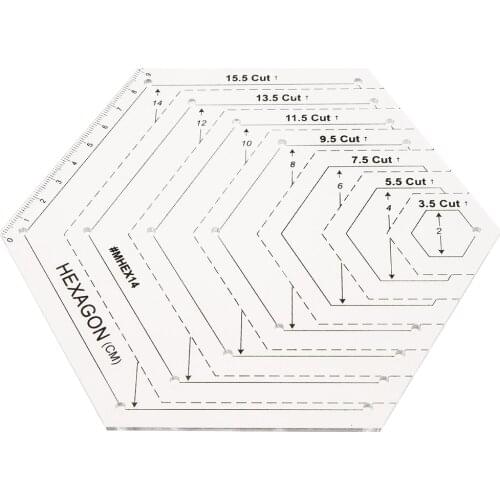 15.5Cut Transparent Hexagon Quilting Ruler Template Handmade Tailor Quilting