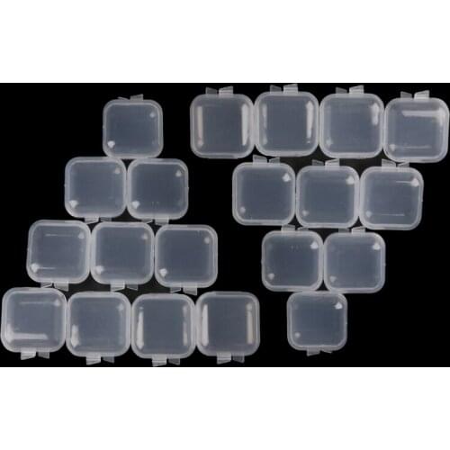 20Pcs Square Mini Clear Plastic Storage Containers Box Package Box Transparent Earring Organizer Storage Box