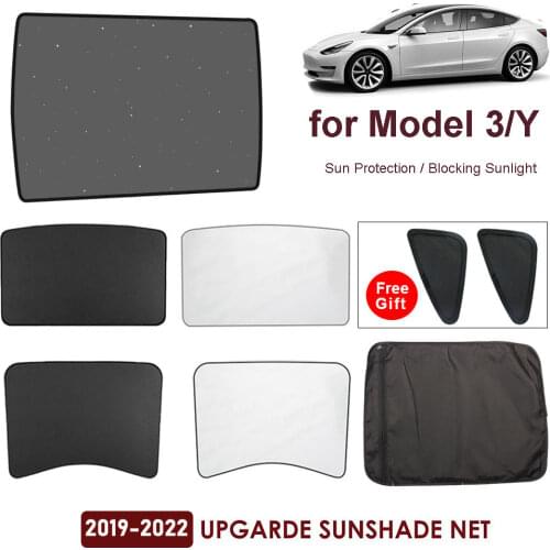 Upgrade Sun Shades Glass Roof Sunshade for Tesla Model 3 2021/Model Y Front Rear Sunroof Windshield Skylight Blind Shading Net