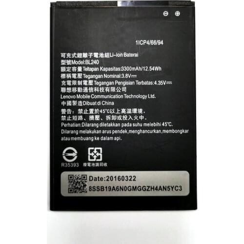 3.8V 3300mAh BL240 For Lenovo Note 8 A936 A938T Battery