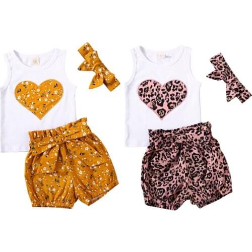 Baby Girl Newborn Baby Girl Clothes Sets Leopard Print Vest Shirt Top Shorts Pants Summer Outfit Clothes Set 3pcs 0-24 Months