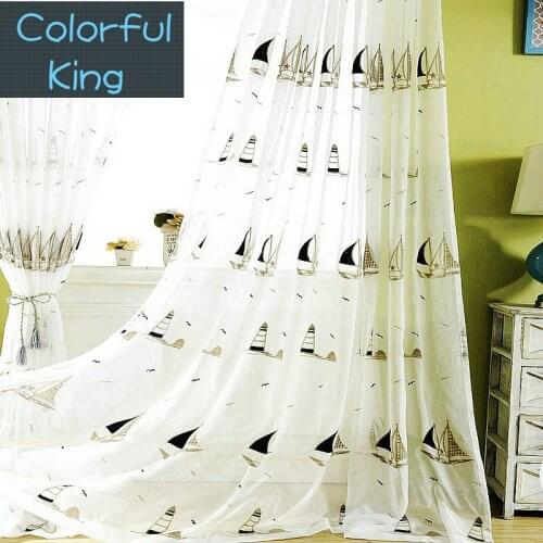 3D Stars Voile Sailing Tulle Sheer Curtain for Kids Children Room Window Screening for Kitchen Transparent Yarn Customized White