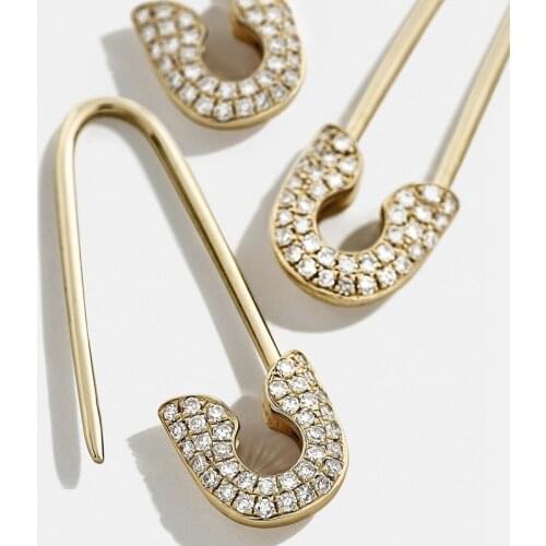 4pcs/Set Safety Pin Studs Earrings for Women Gothic Fashion White Crystal CZ Earrings Female Korean Jewelry Ear Cuff Accessories