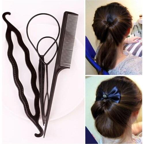 4Pcs Braid Ponytail Bun Maker Comb DIY Hairdressing Accessory Hair Styling Set