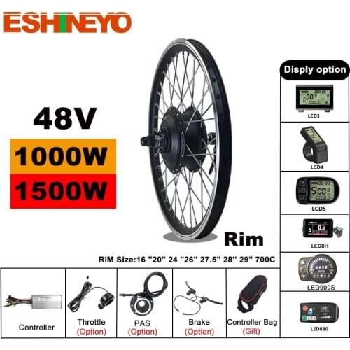 48V 1000W 1500W Ebike Conversion Kit DC Front Hub Motor Wheel 24''26''28'' 700C Rim For Electric Bicycle Conversion Kit Cycling