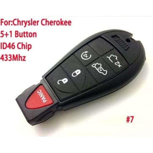 5+1 Buttons Smart Remote Key For Chrysler Cherokee With ID46 Chip 433Mhz Car Alarm Keyless Entry Fob