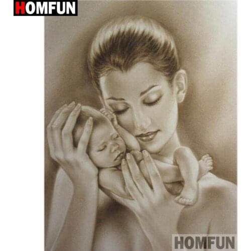HOMFUN Full Square/Round Drill 5D DIY Diamond Painting "Mother child" 3D Diamond Embroidery Cross Stitch Home Decor A20214