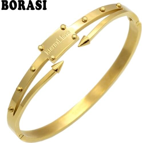 Pulseira Feminina Bangle Gold Color Bracelets & Bangles Pulseiras Stainless Steel Screw Bracelet Women Eternal Love Jewelry