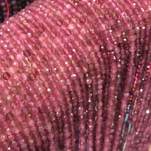 Natural Stone Beads Pink Tourmaline Faceted Round Loosely isolation Beaded For Jewelry Making DIY Necklace Bracelet Accessories
