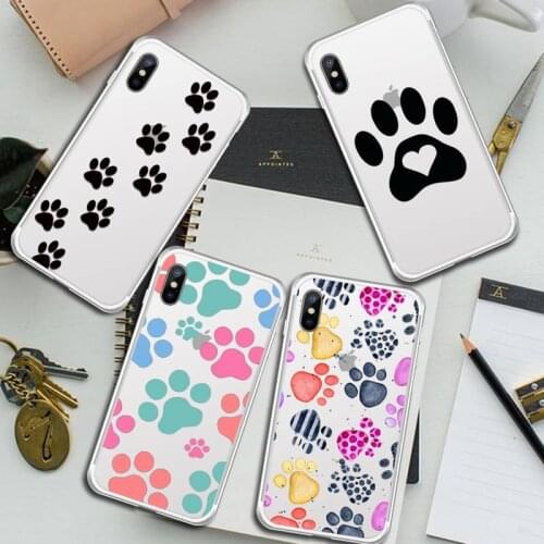 Dog footprint Paw art pattern luxury shell Phone Cases funda Transparent for iPhone 6 7 8 11 12 s mini pro X XS XR MAX Plus