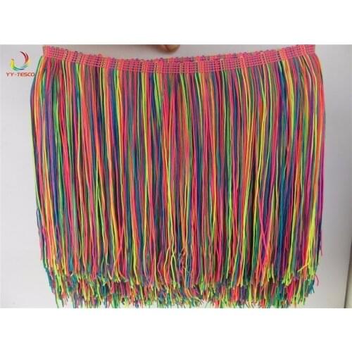 1 Yards 20CM Long Lace Fringe Trim Polyester Tassel Fringe Trimming For Diy Latin Dress Stage Clothes Accessories Lace Ribbon
