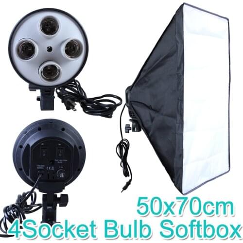 Photo Studio 50*70cm Softbox E27 4-Lamp-Holder 100-240v Lighting Soft Box Photography Kit