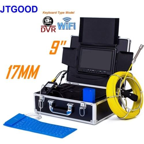 JTGOOD 9 Inches 1080P 17MM Pipe Inspection Endoscope Camera DVR WiFi Keyboard IP68 Drain Sewer Pipeline Industrial Endoscope