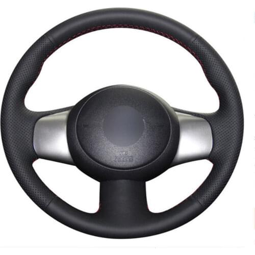 Top Leather Steering Wheel Hand-stitch on Wrap Cover For Nissan March Sunny Versa 2013 Almera