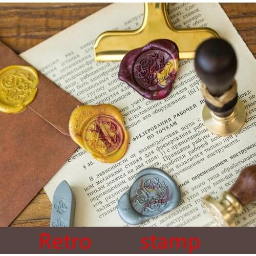 Copper Head Sealing Stamps Wax Beads for DIY Envelope Documents Vintage Wedding Invitation Decoration Stamps Craft stationery