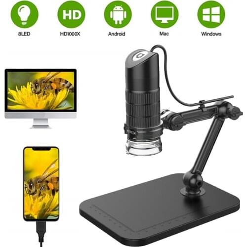 1000X Digital USB Microscope 8 LED Dimming Brightness Computer Handheld Childrens Magnifier With Stand Science Teaching Tools