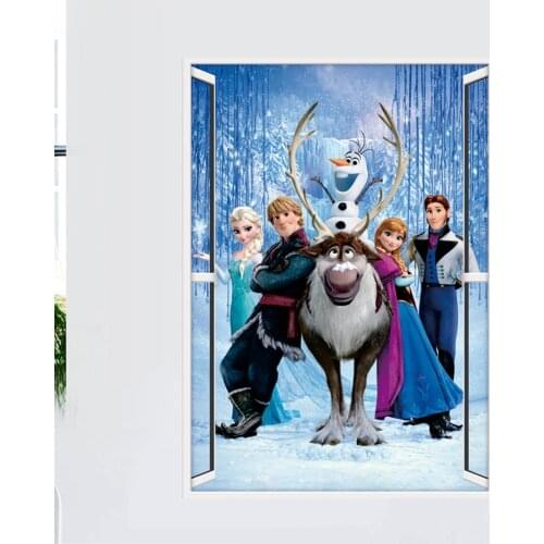 Cartoon Frozen Elsa Anna Princess Olaf Sven Kristoff Hans3D Window Wall Stickers For Home Decoration Mural Art Kids Room Decals
