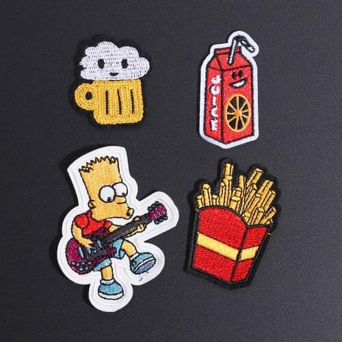 Fine French Fries DIY Cloth Badges Iron On Patch Embroidered Appliques Sewing Drink Clothes Stickers Apparel Accessories